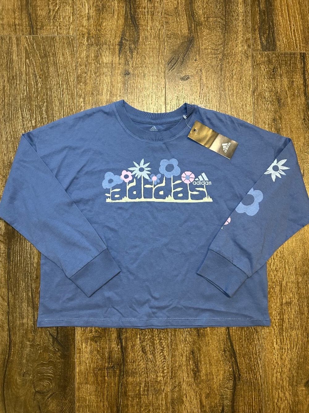 NWT ADIDAS Crew tee blue T - shirt size US S/7-8 year